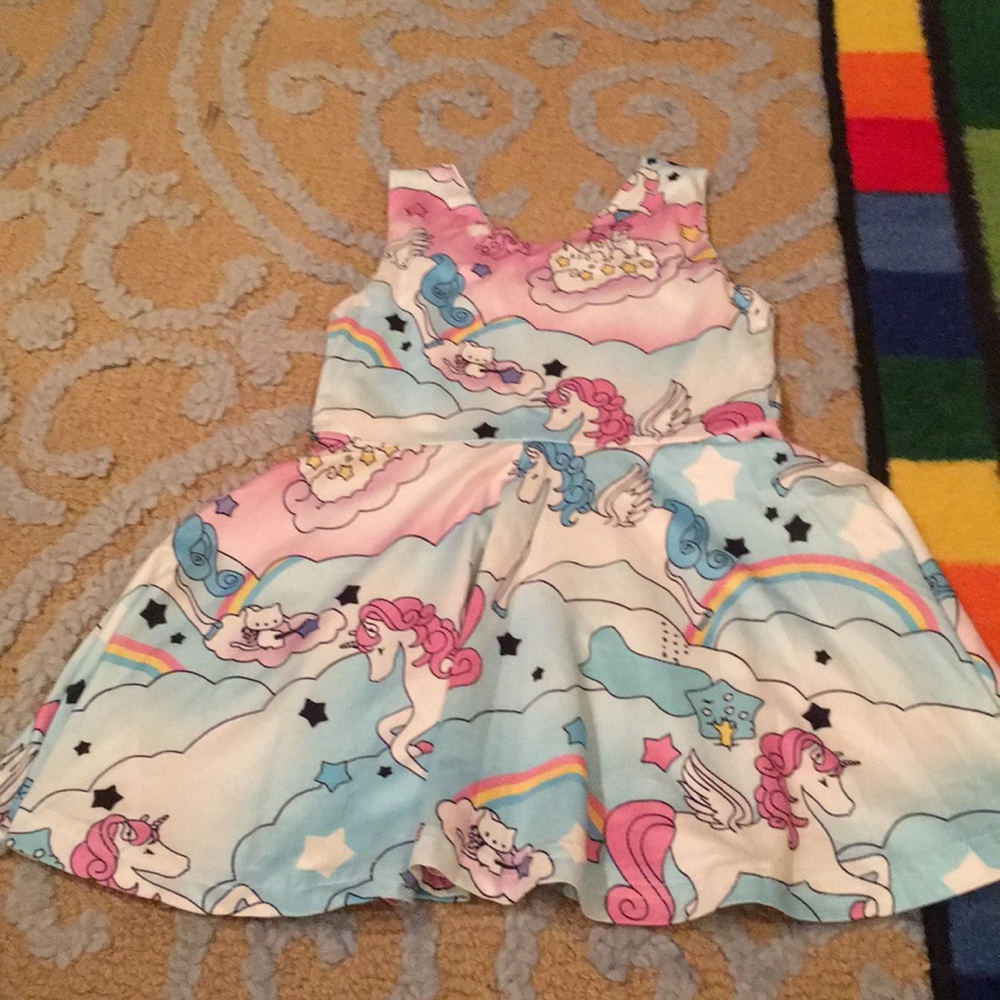 Sayoo cute unicorn kitty dress blue and pink 100